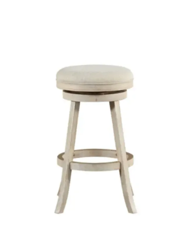 Bar Stools & Counter Height Stools-Kirkland's Home Linen Upholstered Swivel Bar Stool Ivory