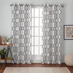 Curtains & Drapes-Kirkland's Home Linen Woven Single Curtain Panel, 84 In. Ivory