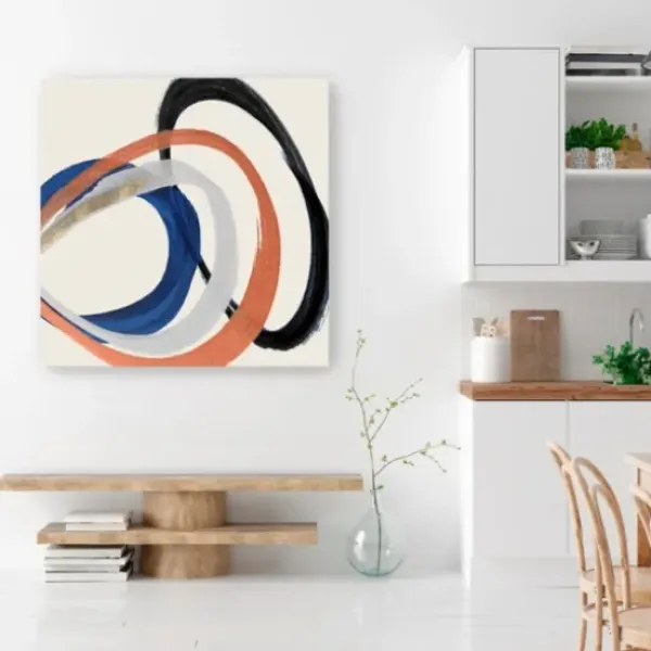 Canvas Art-Kirkland's Home Linked Up Abstract Canvas Art Print, 40X40 In. Ivory/Orange/Multi