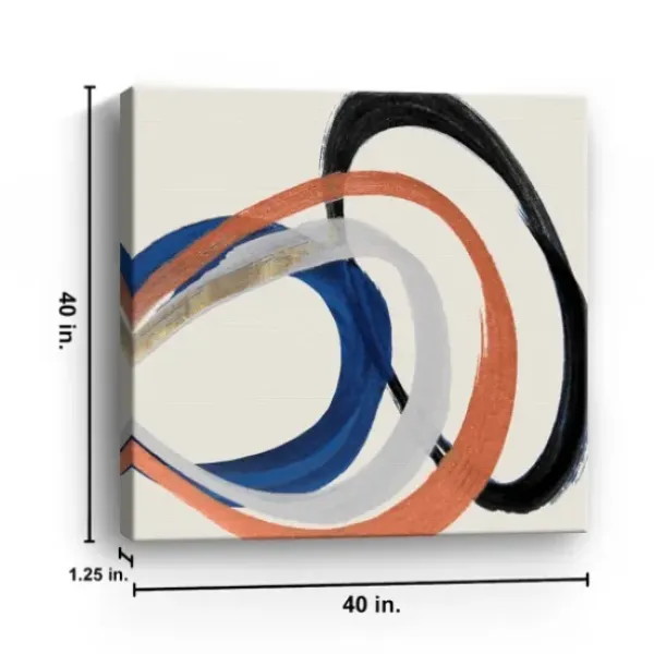 Canvas Art-Kirkland's Home Linked Up Abstract Canvas Art Print, 40X40 In. Ivory/Orange/Multi