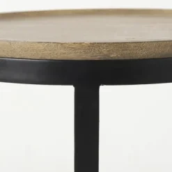 Accent & End Tables-Kirkland's Home Lipped Mango Wood Nesting Accent Tables, Set Of 2