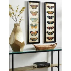 Framed Art-Kirkland's Home Literary Butterflies Framed Art Prints, Set Of 2 Brown/Yellow