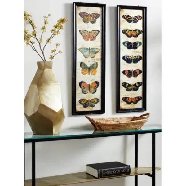 Framed Art-Kirkland's Home Literary Butterflies Framed Art Prints, Set Of 2 Brown/Yellow