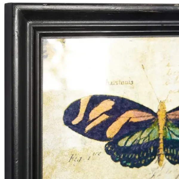 Framed Art-Kirkland's Home Literary Butterflies Framed Art Prints, Set Of 2 Brown/Yellow