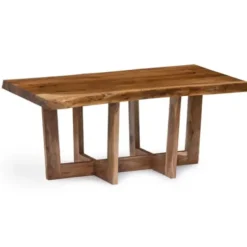 Coffee Tables-Kirkland's Home Live Edge Coffee Table With Crossed Legs, 42 In. Tan