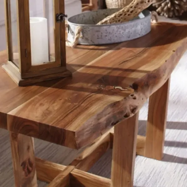 Coffee Tables-Kirkland's Home Live Edge Coffee Table With Crossed Legs, 42 In. Tan