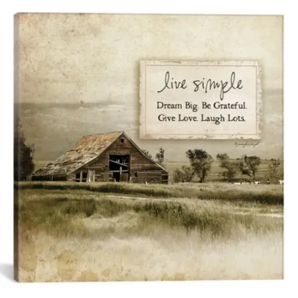 Wall Quotes & Signs-Kirkland's Home Live Simple Barn Canvas Art Print Brown/Gray/White