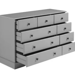 Dressers & Chests-Kirkland's Home Lola Cottage Frame Nine-Drawer Dresser Gray