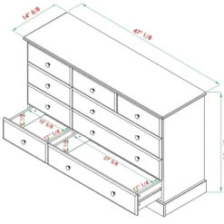 Dressers & Chests-Kirkland's Home Lola Cottage Frame Nine-Drawer Dresser Gray