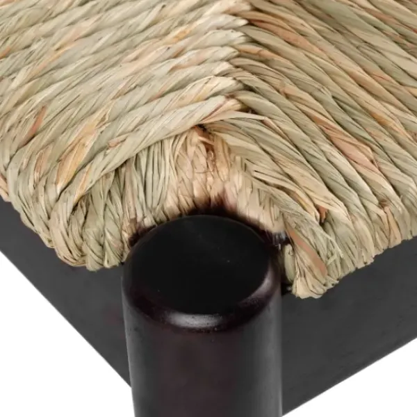 Benches & Ottomans-Kirkland's Home Lola Seagrass And Wood Bench Black