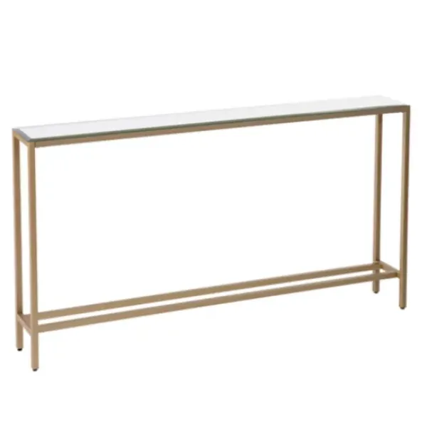 Console Tables-Kirkland's Home Long Metal Mirrored Top Console Table Gold