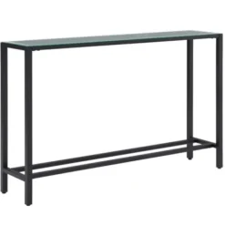 Console Tables-Kirkland's Home Long Metal Mirrored Top Console Table Black