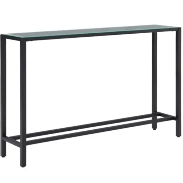 Console Tables-Kirkland's Home Long Metal Mirrored Top Console Table Black