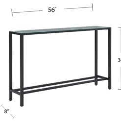 Console Tables-Kirkland's Home Long Metal Mirrored Top Console Table Black