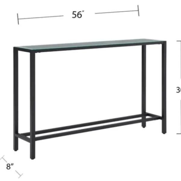 Console Tables-Kirkland's Home Long Metal Mirrored Top Console Table Black