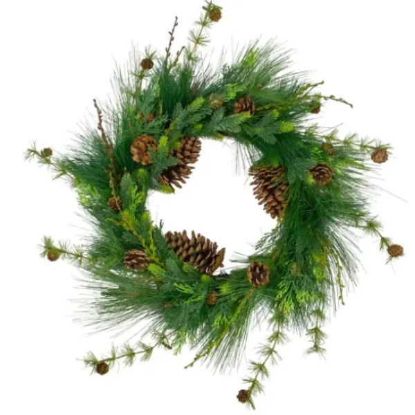 Wreaths-Kirkland's Home Long Needle Pine Christmas Wreath Green/Brown