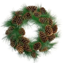 Wreaths-Kirkland's Home Long Pine Needle And Pinecone Wreath Green/Brown