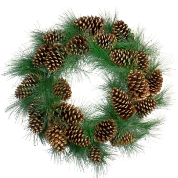 Wreaths-Kirkland's Home Long Pine Needle And Pinecone Wreath Green/Brown