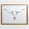 Framed Art-Kirkland's Home Longhorn Skull On Paper Framed Art Print White/Black