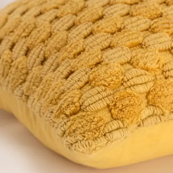 Pillows-Kirkland's Home Looped Cotton Throw Pillow Yellow