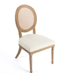 Dining Chairs-Kirkland's Home Louis Cane & Cream Upholstered Dining Chair Ivory