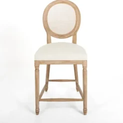 Bar Stools & Counter Height Stools-Kirkland's Home Louis Cane & Cream Upholstered Counter Stool Ivory