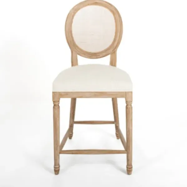 Bar Stools & Counter Height Stools-Kirkland's Home Louis Cane & Cream Upholstered Counter Stool Ivory