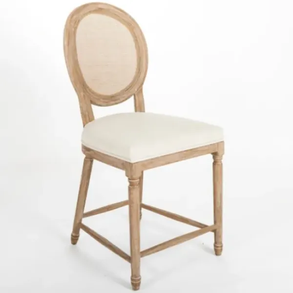 Bar Stools & Counter Height Stools-Kirkland's Home Louis Cane & Cream Upholstered Counter Stool Ivory