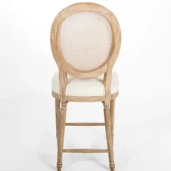 Bar Stools & Counter Height Stools-Kirkland's Home Louis Cane & Cream Upholstered Counter Stool Ivory