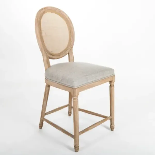 Bar Stools & Counter Height Stools-Kirkland's Home Louis Cane Upholstered Counter Stool Gray