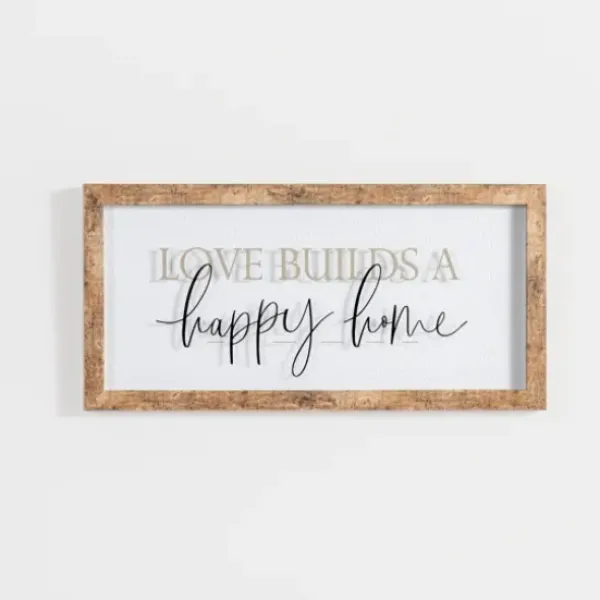 Wall Quotes & Signs-Kirkland's Home Love Builds A Happy Home Wall Plaque White/Black/Tan