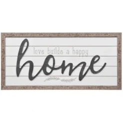 Wall Quotes & Signs-Kirkland's Home Love Builds A Happy Home Printed Wall Art Gray