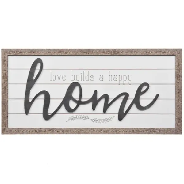 Wall Quotes & Signs-Kirkland's Home Love Builds A Happy Home Printed Wall Art Gray