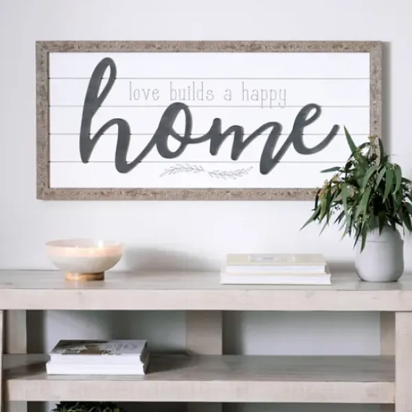 Wall Quotes & Signs-Kirkland's Home Love Builds A Happy Home Printed Wall Art Gray