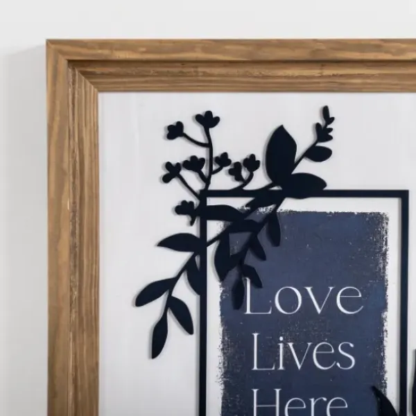 Wall Quotes & Signs-Kirkland's Home Love Lives Here Blue Greenery Wall Plaque Ivory/Blue