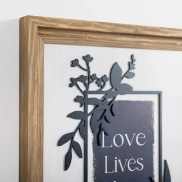 Wall Quotes & Signs-Kirkland's Home Love Lives Here Blue Greenery Wall Plaque Ivory/Blue