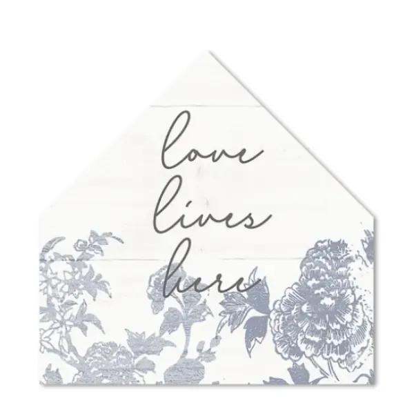 Wall Quotes & Signs-Kirkland's Home Love Lives Here House Shaped Canvas Art Print White/Blue