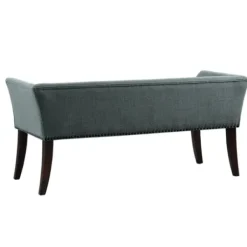 Benches & Ottomans-Kirkland's Home Low Back Flared Nailhead Trim Bench Blue