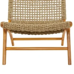 Accent Chairs-Kirkland's Home Low Slung Woven Teakwood Accent Chair Tan