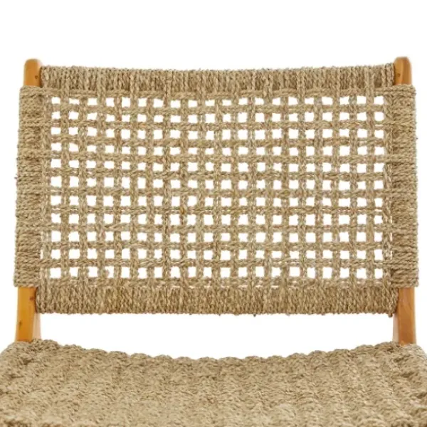 Accent Chairs-Kirkland's Home Low Slung Woven Teakwood Accent Chair Tan