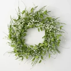 Wreaths-Kirkland's Home Lush Leaf And Berry Wreath Green/White