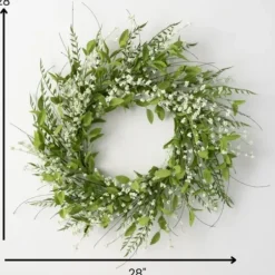 Wreaths-Kirkland's Home Lush Leaf And Berry Wreath Green/White