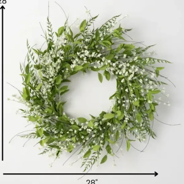 Wreaths-Kirkland's Home Lush Leaf And Berry Wreath Green/White
