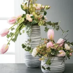 Vases-Kirkland's Home Lustrous Brushed Metal Vases, Set Of 2 Gold
