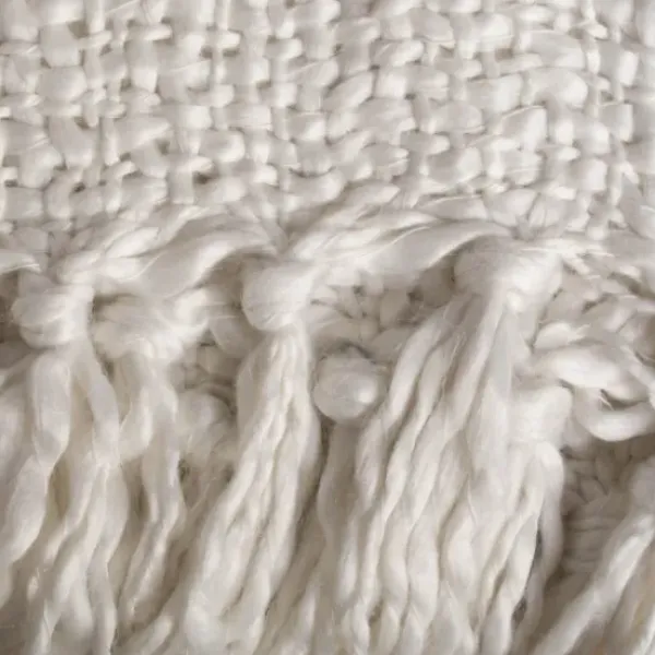 Blankets & Throws-Kirkland's Home Luxe Knit Fringed Throw Ivory