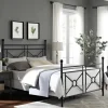 Beds & Headboards-Kirkland's Home Macgregor Metal X-Panel King Bed Black