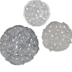 Wall Plaques-Kirkland's Home Madison Park Iron Feathers Wall Plaques, Set Of 3 Silver/Gray