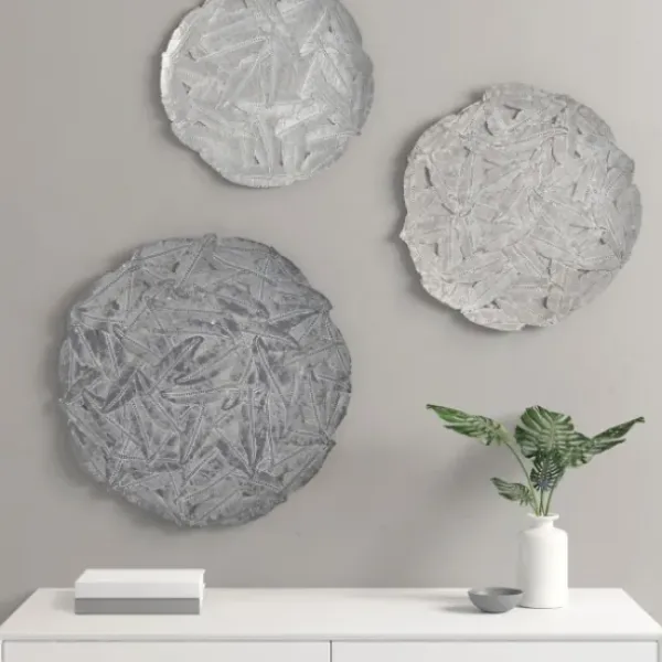 Wall Plaques-Kirkland's Home Madison Park Iron Feathers Wall Plaques, Set Of 3 Silver/Gray