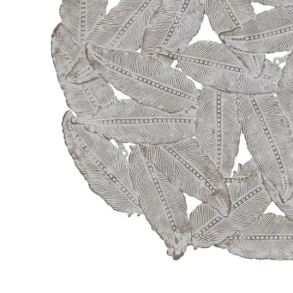 Wall Plaques-Kirkland's Home Madison Park Iron Feathers Wall Plaques, Set Of 3 Silver/Gray