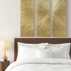 Wall Plaques-Kirkland's Home Madison Park Sunburst 3-Pc. Wall Plaque Gold
